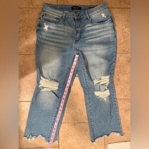 Judy Blue Light Blue Distressed Straight crop Jeans 16W